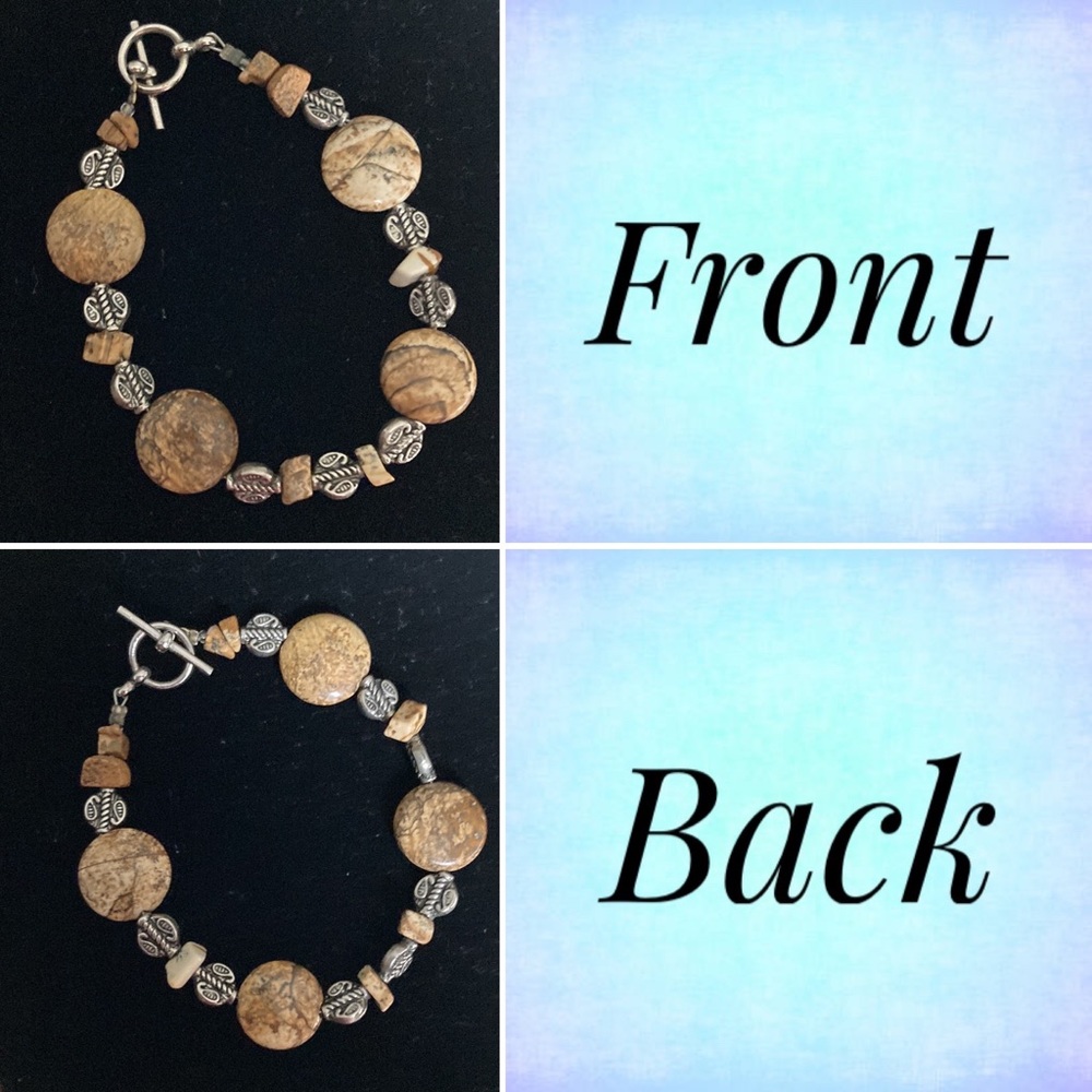 Silver Wire Wrapped Stone Pendant Necklace Bracelet & Earrings Set Handmade - Picture 7 of 14